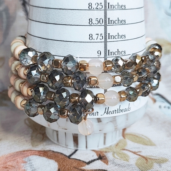 Rose Quartz Dual Round Gold Tone Pink Stone Pierced Earrings Feminine Delicate - Picture 7 of 8